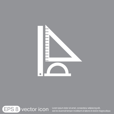 Ruler, protractor, triangle. Symbol of geometry and mathematics. Icon Training and Researchのイラスト素材