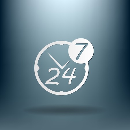 24 7 icon. open 24 hours a day and 7 days a week iconsのイラスト素材