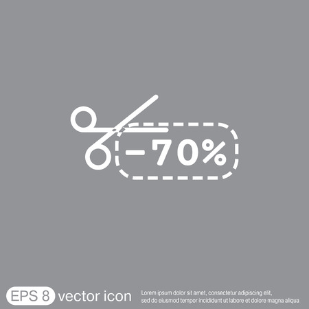 discount coupon with scissors sign. symbol icon discounts on merchandiseのイラスト素材