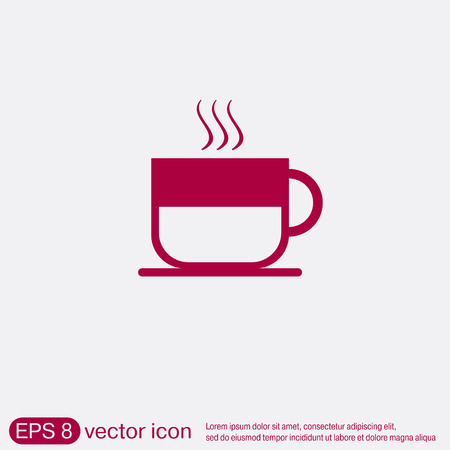 Coffee cup or tea symbol icon. Cup of hot drink sign. Symbol of hot drink . Icon cafe or diner.のイラスト素材