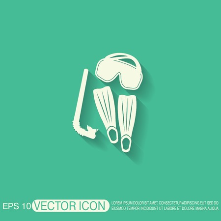 diving mask, fins and snorkel. diving symbol. sea holiday iconのイラスト素材