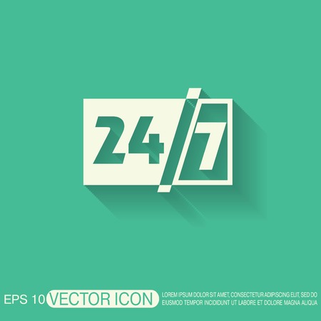 24 7 icon. open 24 hours a day and 7 days a week iconsのイラスト素材