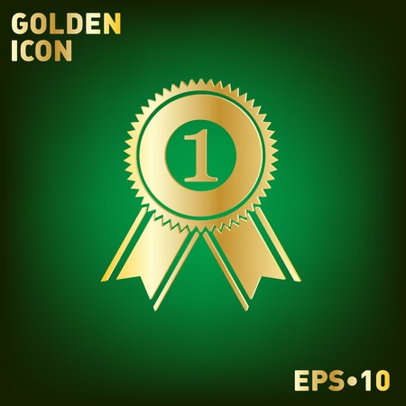 first place ribbon rosette icon. victory iconのイラスト素材
