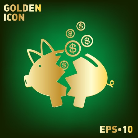broken piggy Bank iconのイラスト素材
