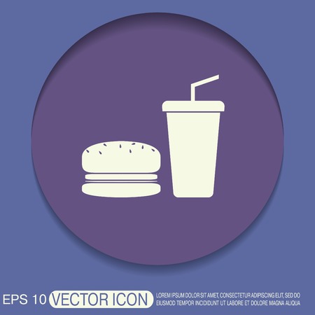 burger and paper cup with a drink. symbol of fast foodのイラスト素材