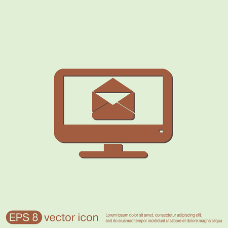 monitor with symbol a letter envelope, mail iconのイラスト素材