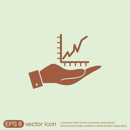 hand holding a chart diagram figure sign. business iconのイラスト素材