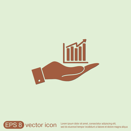 hand holding a chart diagram figure sign. business iconのイラスト素材