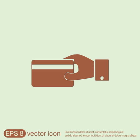 Hand holding credit card, vector, credit card in hand, Payment iconのイラスト素材