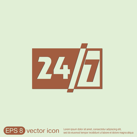 24 7 icon. open 24 hours a day and 7 days a week iconsのイラスト素材