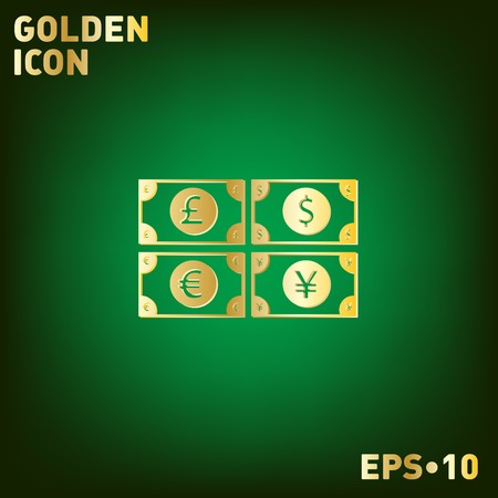 money bill sign. symbol icon dollar, pound sterling, Japanese yen , euroのイラスト素材