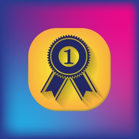 first place ribbon rosette icon. victory iconのイラスト素材