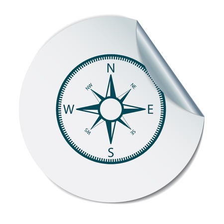 compass sign. colored button, icon orienteering, traveling or camping in the woodsのイラスト素材