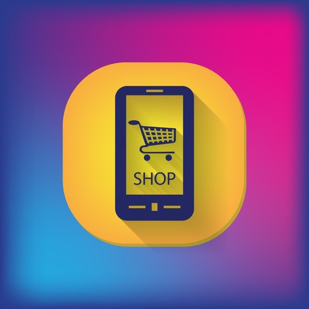 smartphone with the symbol shopping cart  online storeのイラスト素材