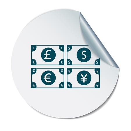 money bill sign. symbol icon dollar, pound sterling, Japanese yen , euroのイラスト素材