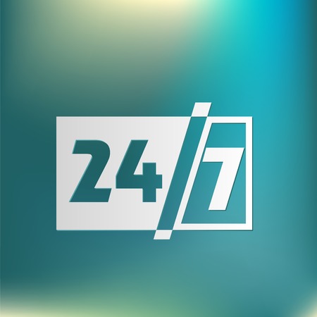 24 7 icon. open 24 hours a day and 7 days a week iconsのイラスト素材