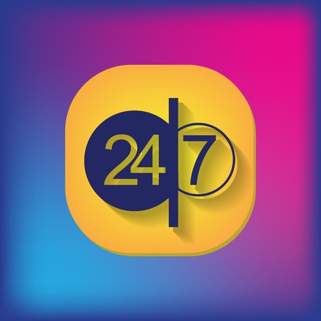 24 7 icon. open 24 hours a day and 7 days a week iconsのイラスト素材