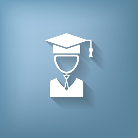 graduate hat avatar sign. the head of the student learner. Education sign, symbol icon college or institute. graduationのイラスト素材
