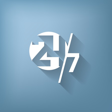 24 7 icon. open 24 hours a day and 7 days a week iconsのイラスト素材