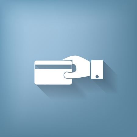 Hand holding credit card, vector, credit card in hand, Payment iconのイラスト素材