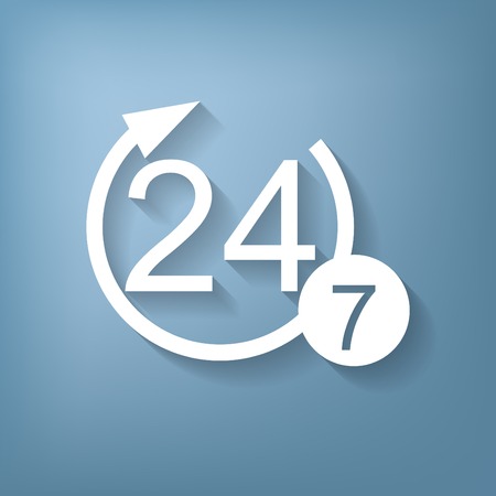 24 7 icon. open 24 hours a day and 7 days a week iconsのイラスト素材