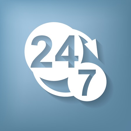 24 7 icon. open 24 hours a day and 7 days a week iconsのイラスト素材