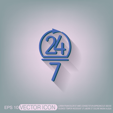 24 7 icon. open 24 hours a day and 7 days a week iconsのイラスト素材