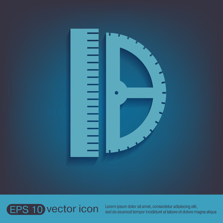 ruler and protractor. characters geometry. Education sign. symbol icon drawing and geometryのイラスト素材