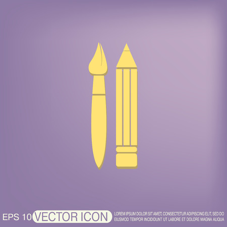 Brush and Pencil. drawing characters. Education sign. symbol icon drawing and artのイラスト素材
