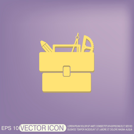 School briefcase bag with stationery. Symbol office or school.のイラスト素材