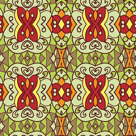 Abstract seamless ornament pattern. the kaleidoscope effect. Ethnic damask motif. Vintage style pattern. Vector illustrationのイラスト素材