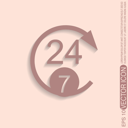 24 7 icon. open 24 hours a day and 7 days a week iconsのイラスト素材