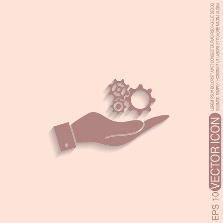 hand holding a cogwheel, icon setting and repairのイラスト素材