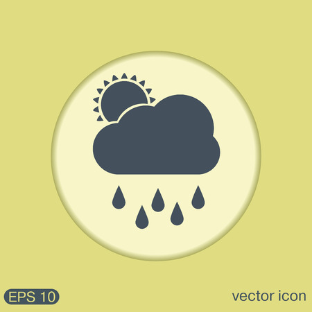 weather icon. sun behind the cloud with rainのイラスト素材