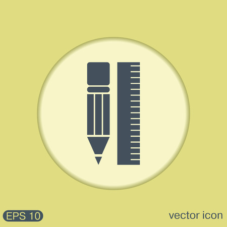 ruler and pencil. characters geometry. Education sign, symbol icon drawing and geometryのイラスト素材