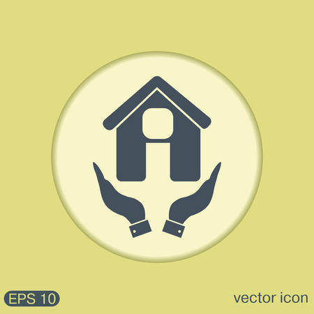 hand holding a House icon. Home signのイラスト素材