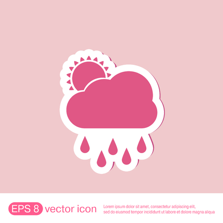 weather icon. sun behind the cloud with rainのイラスト素材