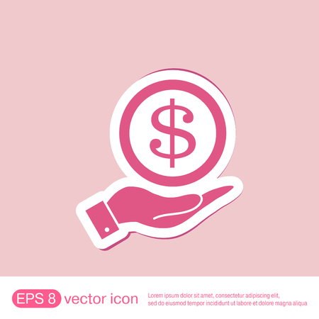 hand holding a Dollar bill. symbol of moneyのイラスト素材