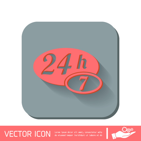 24 7 icon. open 24 hours a day and 7 days a week iconsのイラスト素材