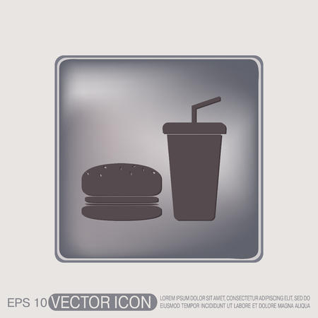 burger and paper cup with a drink. symbol of fast foodのイラスト素材