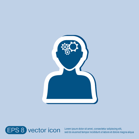 man thinks, the gears in headのイラスト素材