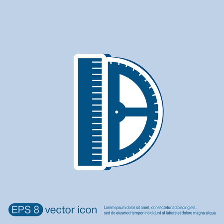 ruler and protractor. characters geometry. Education sign. symbol icon drawing and geometryのイラスト素材