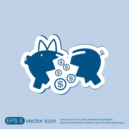 broken piggy Bank iconのイラスト素材