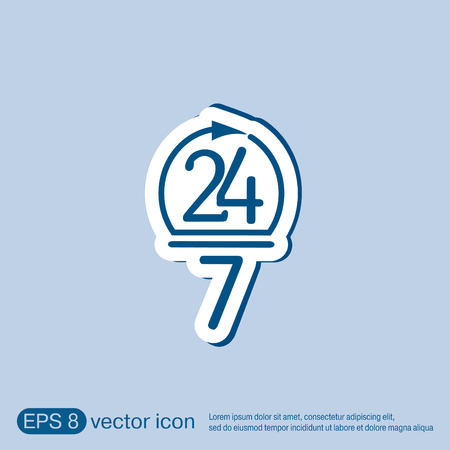 24 7 icon. open 24 hours a day and 7 days a week iconsのイラスト素材