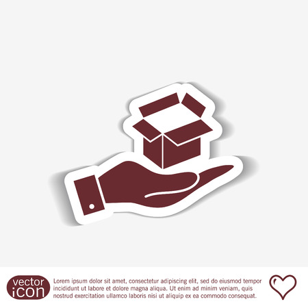 hand holding a Opened cardboard boxのイラスト素材