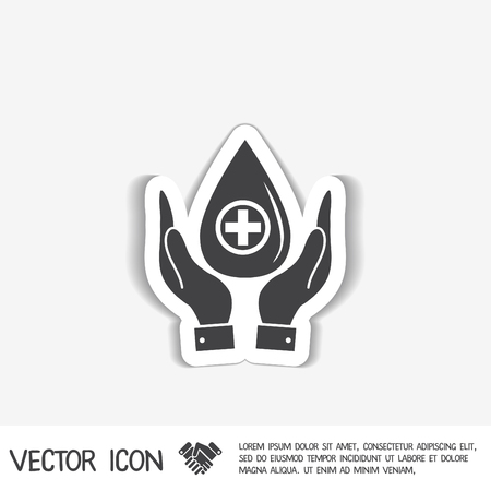 hands holding a drop donate. medical iconのイラスト素材