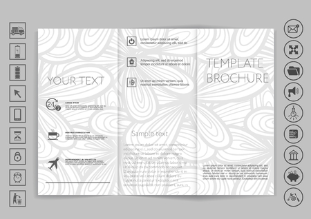 Tri-Fold Brochure mock up vector design. Smooth unfocused bokeh background. Corporate Business Styleのイラスト素材