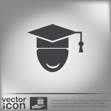 graduate hat avatar sign. the head of the student learner. Education sign, symbol icon college or institute. graduationのイラスト素材