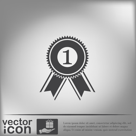 first place ribbon rosette icon. victory iconのイラスト素材