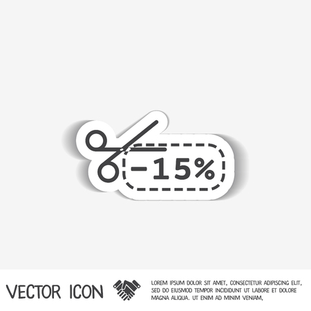 discount coupon with scissors sign. symbol icon discounts on merchandiseのイラスト素材